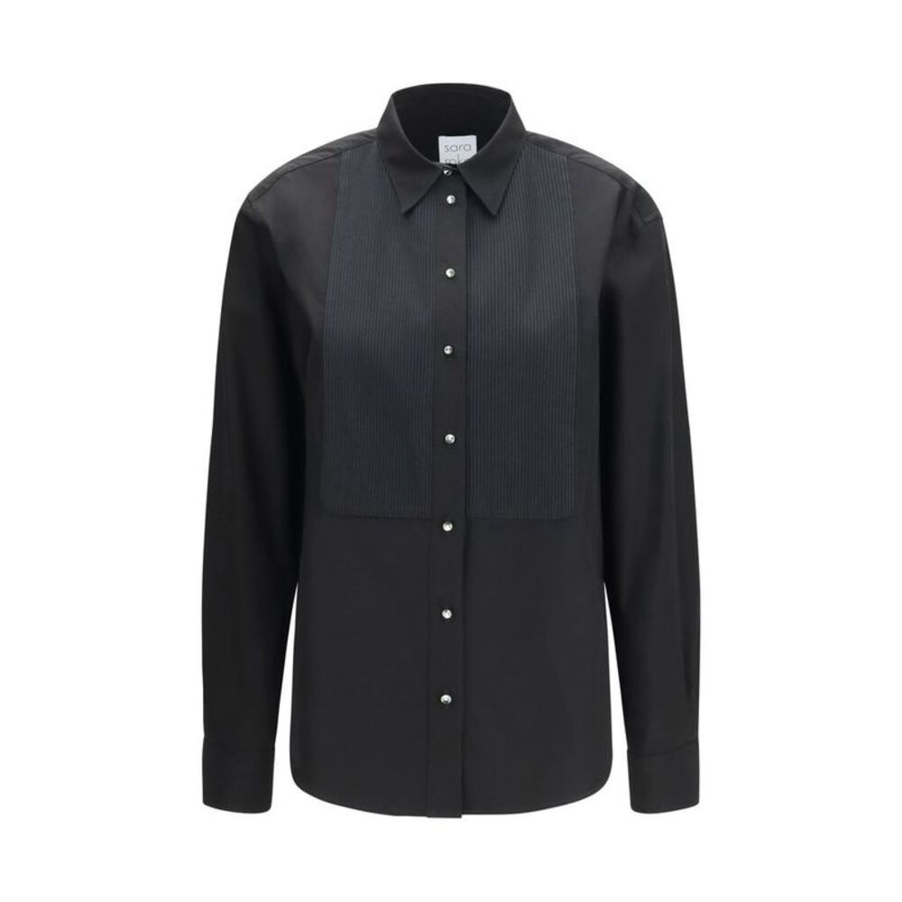 Sara Roka Black Cotton Dress Women's Shirt